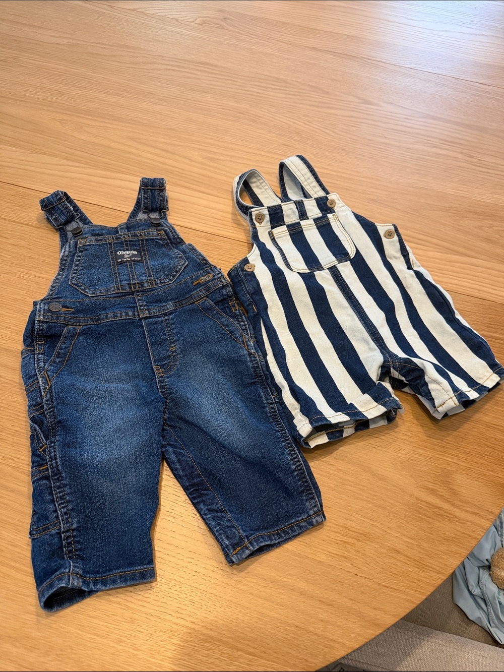 Two denim overalls boys size 6-9 months oshkosh bgosh